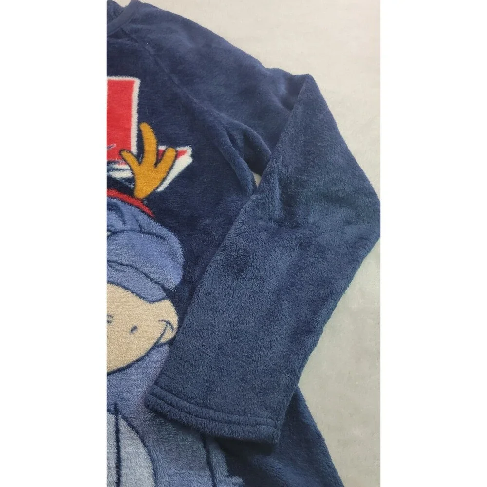 Disney Eeyore Bah Hum Bug Blue Plush Fleece Pajama Top Sleepwear Sweater L 12-14
